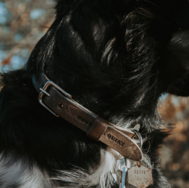 No Fuss lederen halsband stone