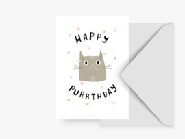Verjaardagskaart Kat - Happy Purrthday