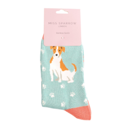 Damessokken Jack Russell (lichtblauw)
