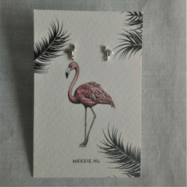 Studs-oorbellen flamingo zilver