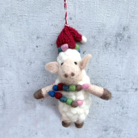 Kersthanger schaap met lampjes