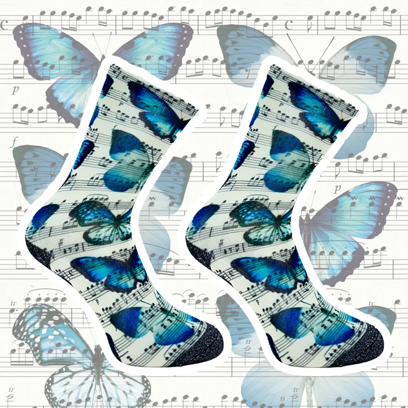 Damessokken Muziek en Vlinders