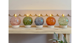 Led Olielamp Glas met timer - Donkerblauw