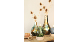 Led Olielamp Glas met timer - Donkergroen