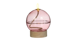 Led Olielamp Glas met timer - Roze