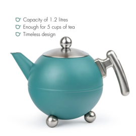Dubbelwandige Theepot 'Bella Ronde' - Sea Blue 1,2 liter - Bredemeijer
