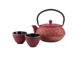 Theepot 'Shanghai' Giftset - Gietijzer 0,6 liter - Roze/Goud - Bredemeijer