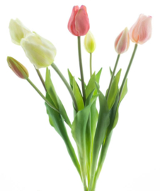 Real Touch Tulpen Groot 47 cm - 7 Kunst Tulpen - Pink Cream Mix