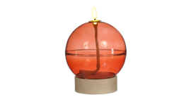 Led Olielamp Glas met timer - Mahonie