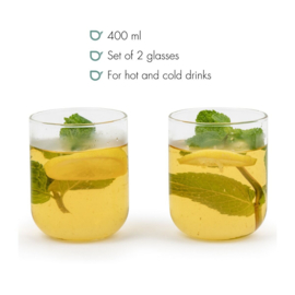 Glazen 'Padua' 400 ml - Transparant- Set van 2 stuks - Bredemeijer