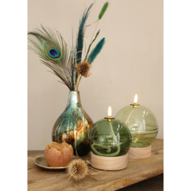 Led Olielamp Glas met timer - Lichtgroen