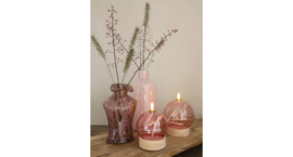 Led Olielamp Glas met timer - Roze