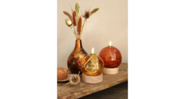 Led Olielamp Glas met timer - Oker