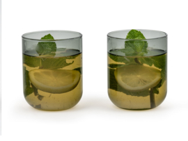 Glazen 'Padua' 400 ml - Lichtgrijs - Set van 2 stuks - Bredemeijer