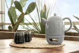 Theepot 'Viborg' met warmer 1,2 liter - Warm Grey - Bredemeijer