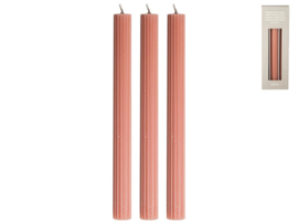 Dinerkaars Ribkaarsen 25 cm - Set van 3 stuks - Roze - Gusta