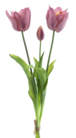 Real Touch Tulpen Groot 48 cm - 3 Kunst Tulpen - Purple