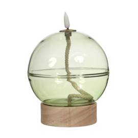 Led Olielamp Glas met timer - Lichtgroen
