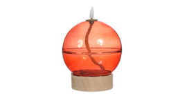 Led Olielamp Glas met timer - Mahonie