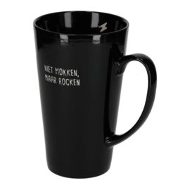 Theemok XL Niet Mokken Maar Rocken - 550 ml Shiny Zwart - Jens Living