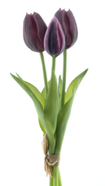 Real Touch Tulpen Klein 25 cm - 3 Kunst Tulpen - Purple