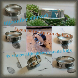 Zilveren ring met vingerafdrukken