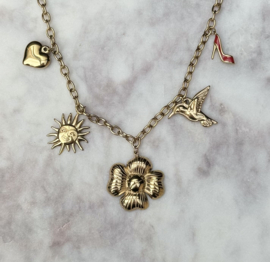 Ketting bedels rode hak goud