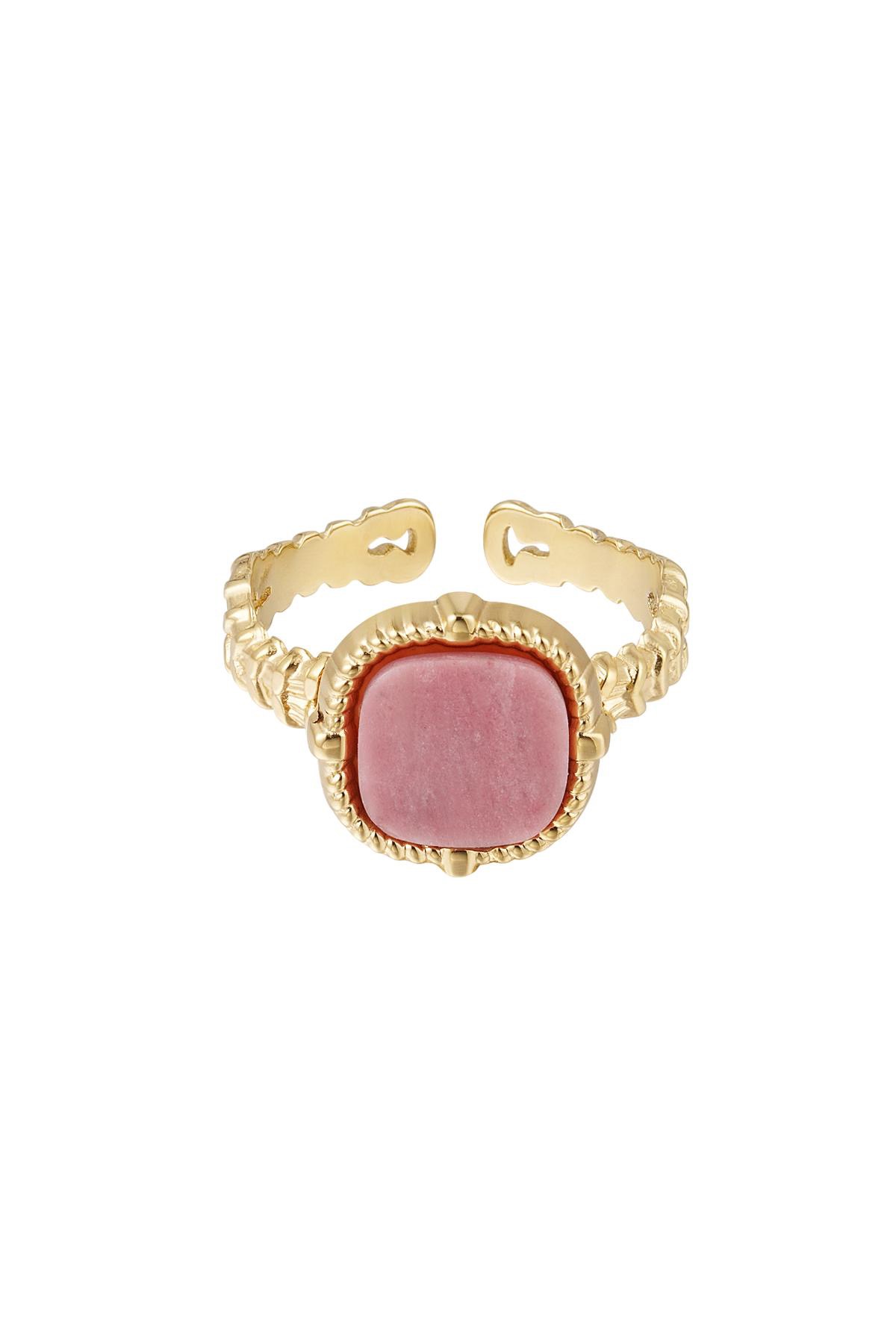 Ring goud roze steen