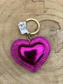 sleutelhanger hartje  pink