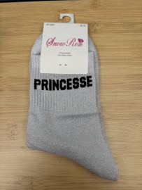 Glittersokken Princesse licht grijs
