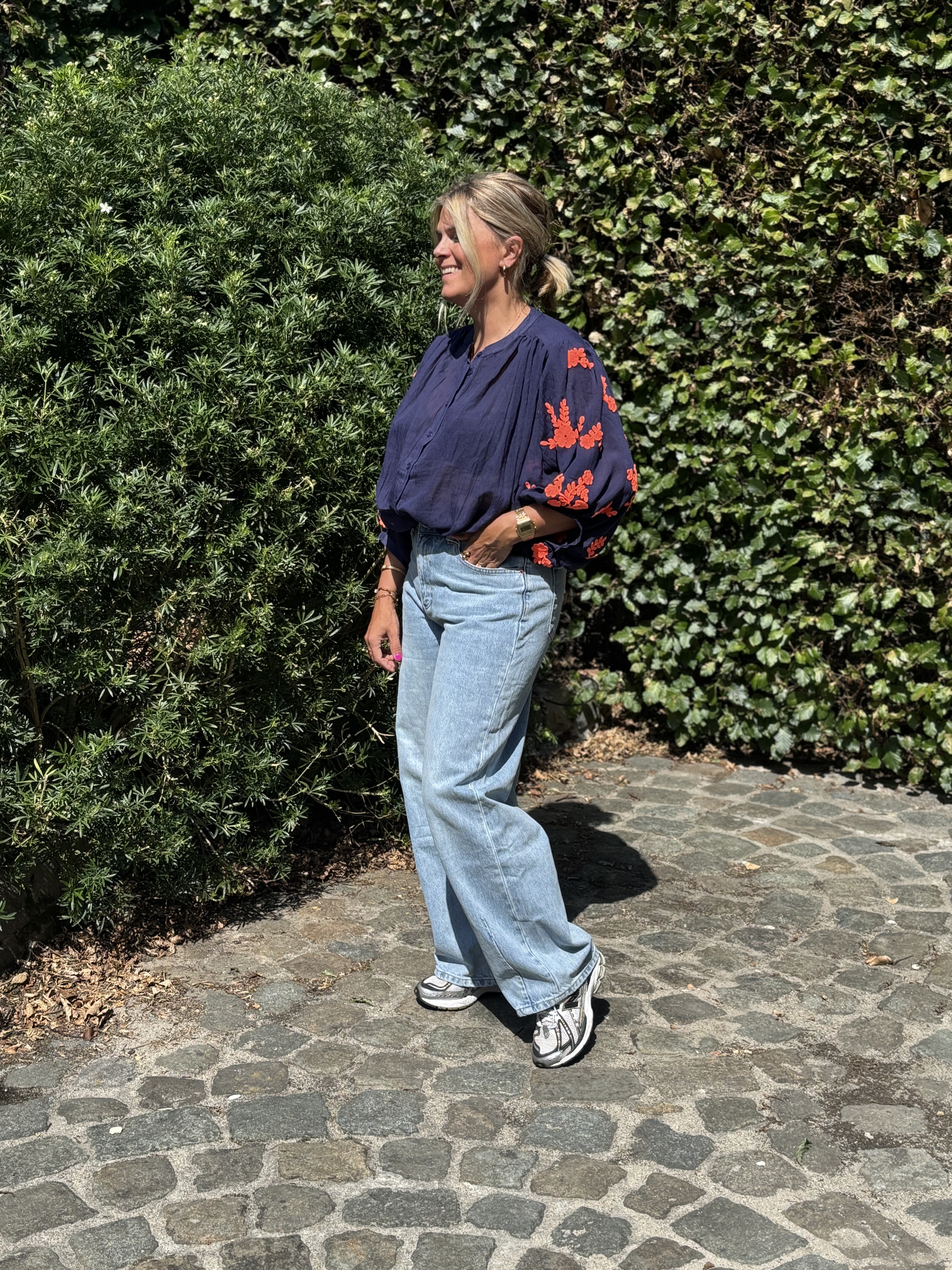 Hemdje Barbara blauw / fluo orange  TU