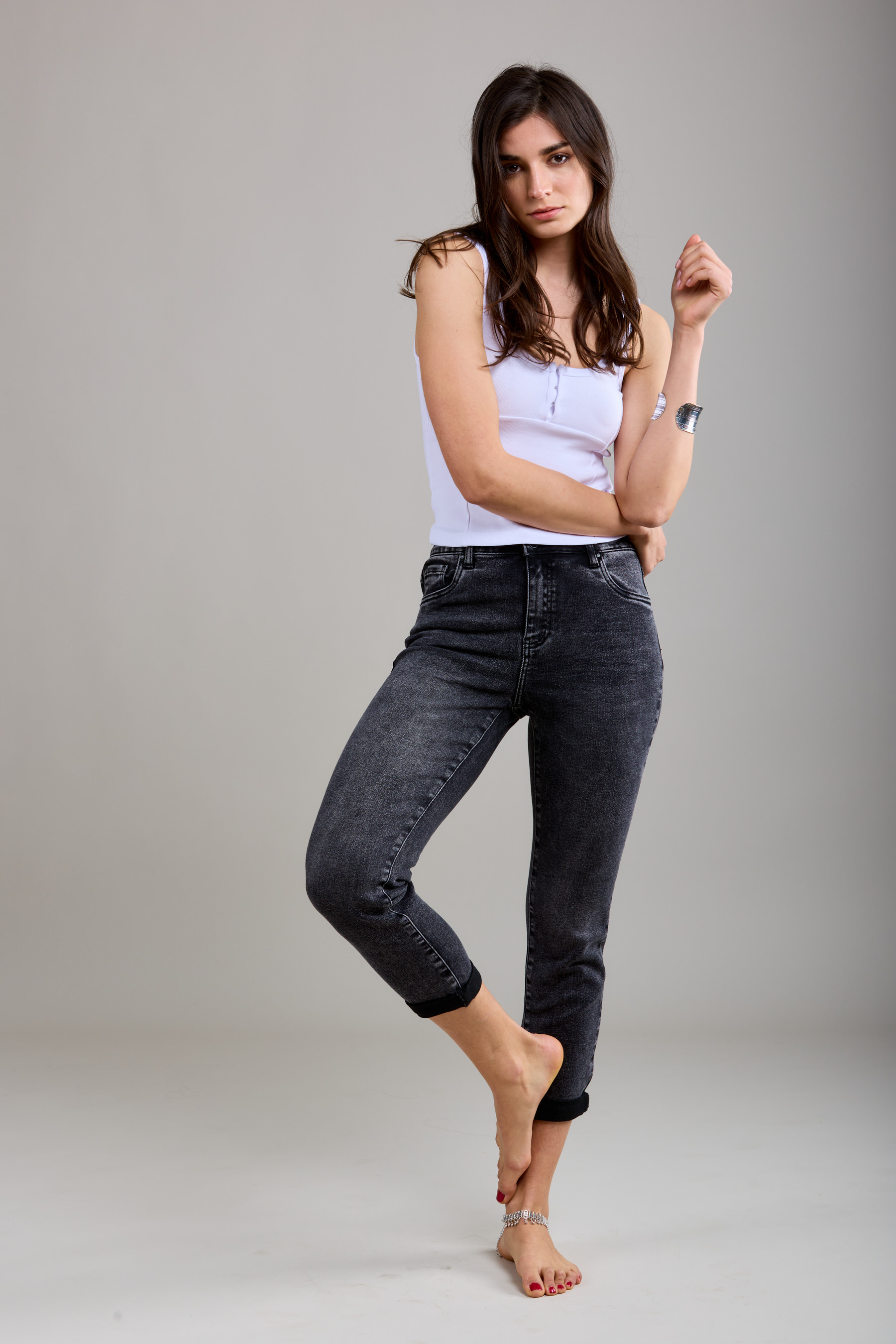 Jeans Toxik donker grijs boyfriend  L20029  37