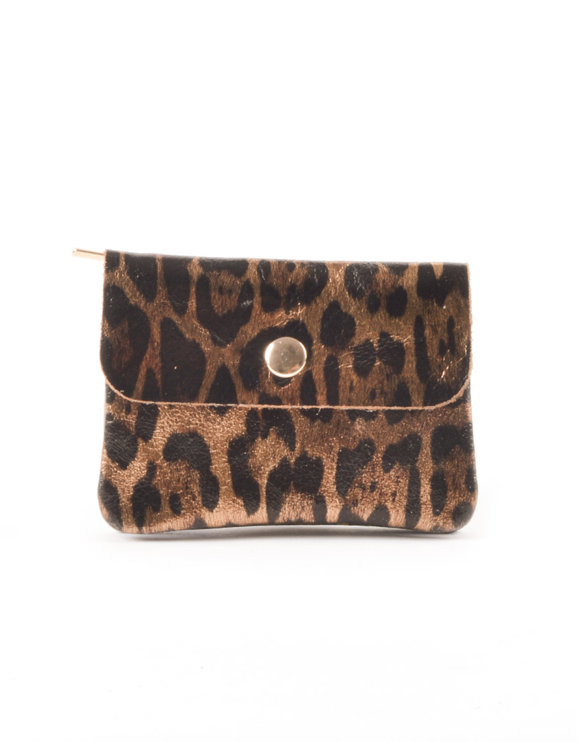 Portefeuille met drukknop panter metalic