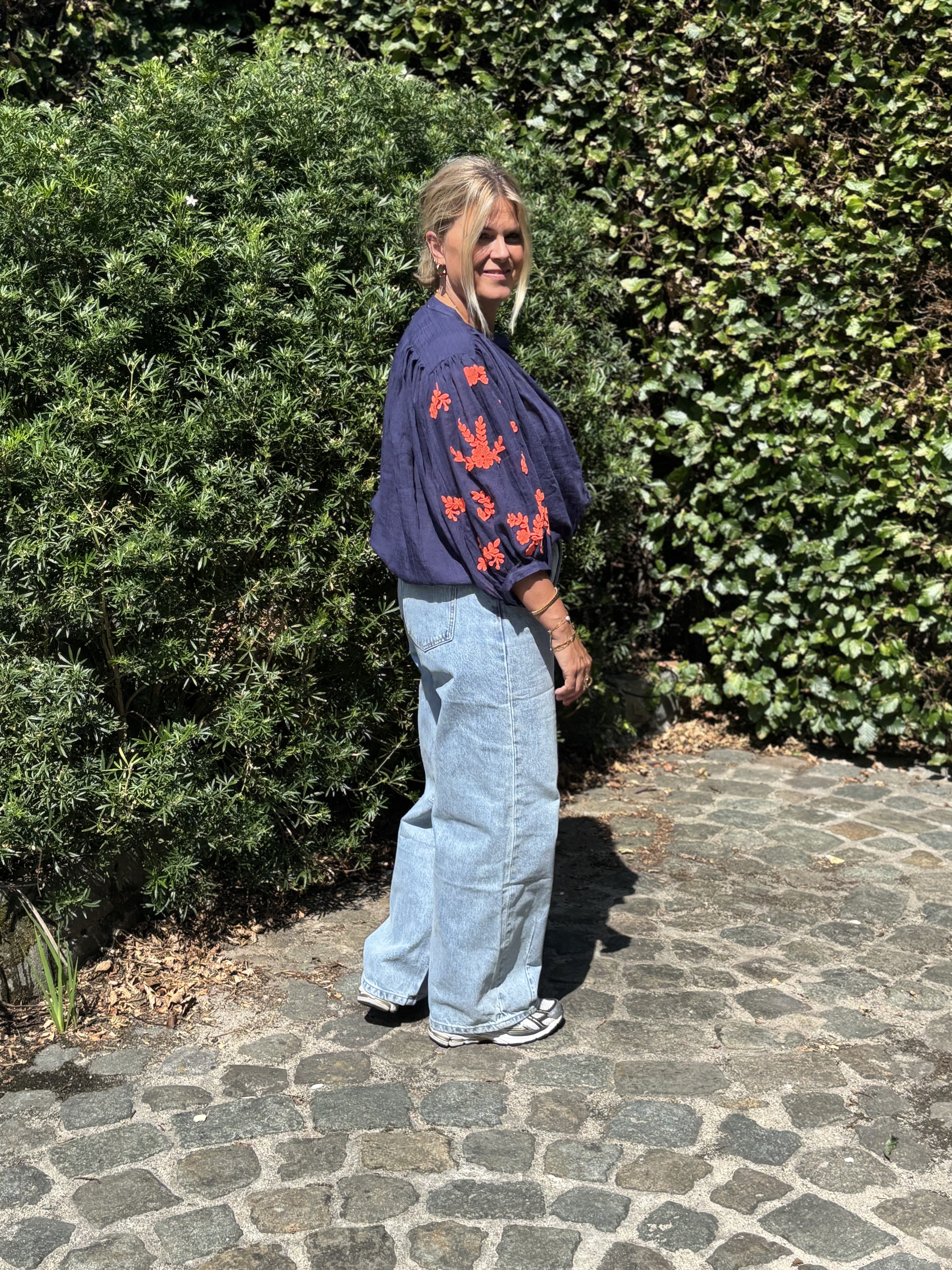 Hemdje Barbara blauw / fluo orange  TU
