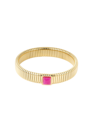 Armbandje stuctuur met roos steentje