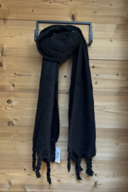 Sjaal met gedraaide franjes zwart