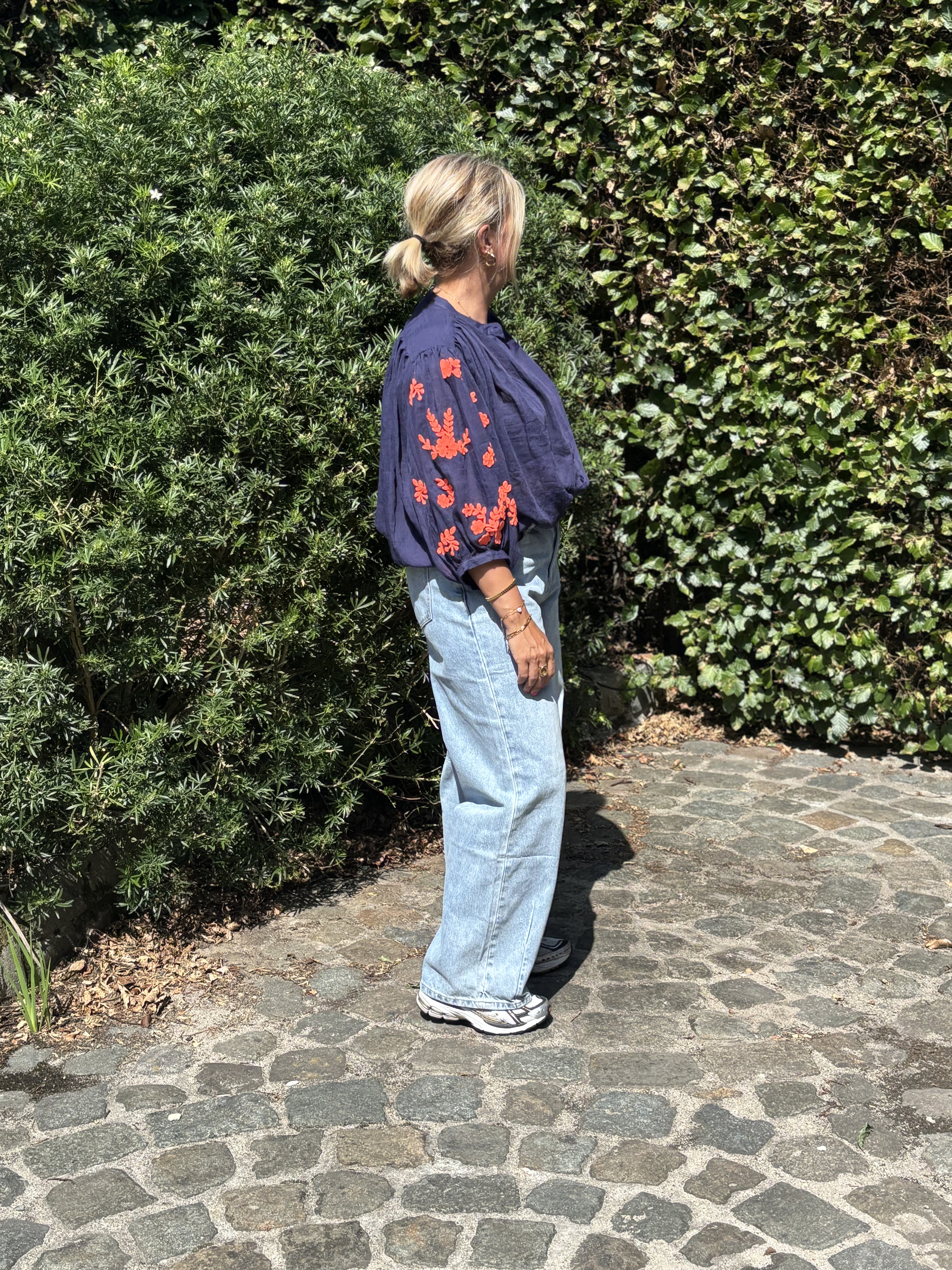 Hemdje Barbara blauw / fluo orange  TU