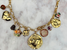 Maeve  ketting – stainless steel, goudkleurig met hangers
