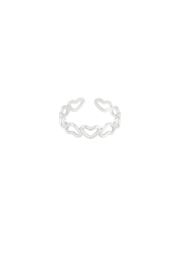 Ring zilver hartjes open