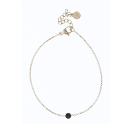 Stainless steel armband goudkleurig met zwart steentje