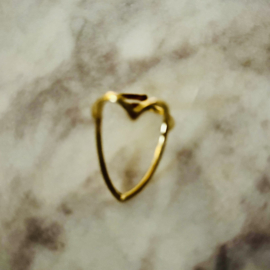 Stainless steel ring goudkleurig lina hartje   verstelbaar