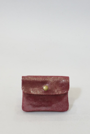 Portefeuille met drukknop leer rood