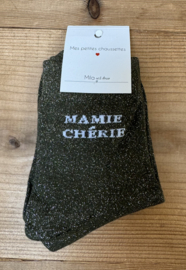 Glittersokken Mamie Chérie kaki