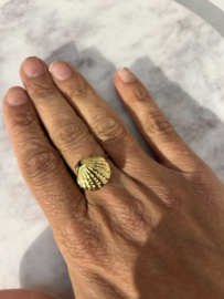 Stainless steel ring goudkleurig schelp    – verstelbaar