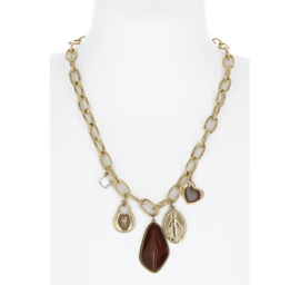 Mona ketting – stainless steel, goudkleurig met hangers