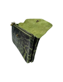 Portefeuille Illy leopard kaki blinkend
