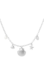 Bedelketting stainless steel zeeschelpen zilver