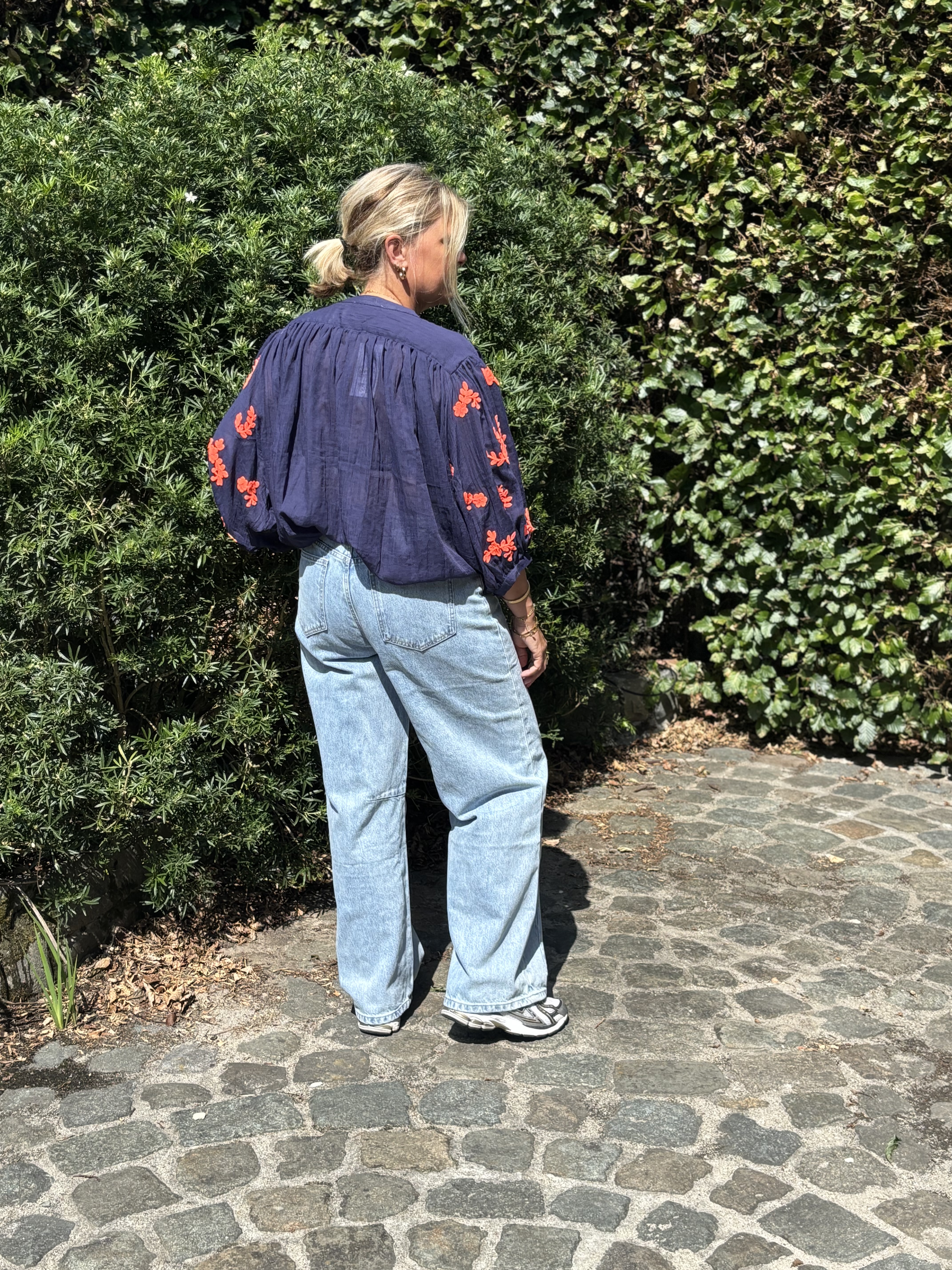 Hemdje Barbara blauw / fluo orange  TU
