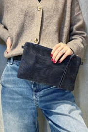 Handtas livy leer navy
