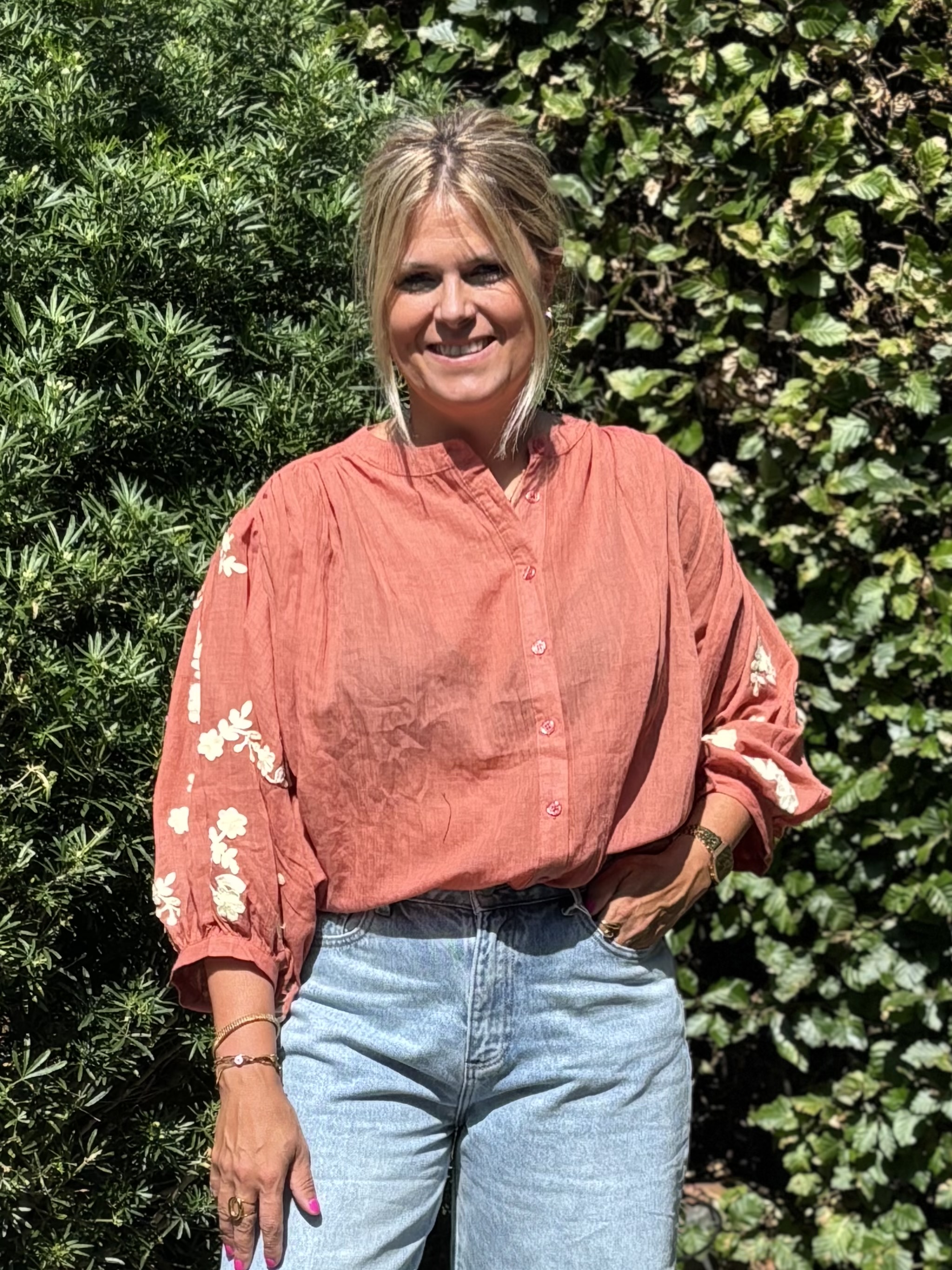 Hemdje Barbara brickred/beige TU